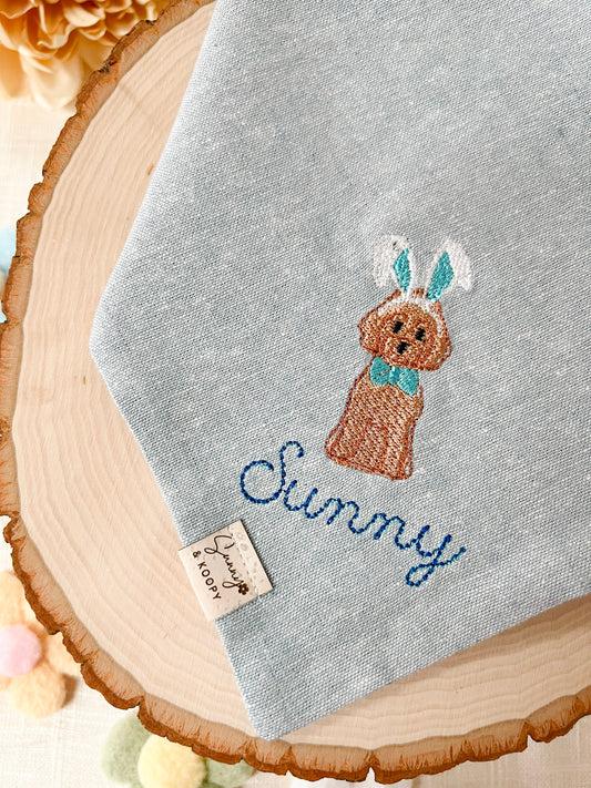 Doodle Bunny Embroidered Dog Bandana