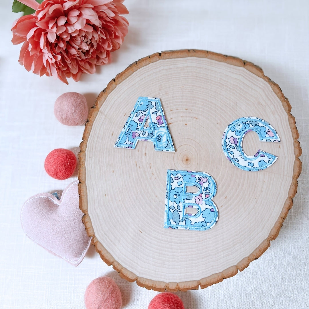 Floral Letter Patches (Light Blue)