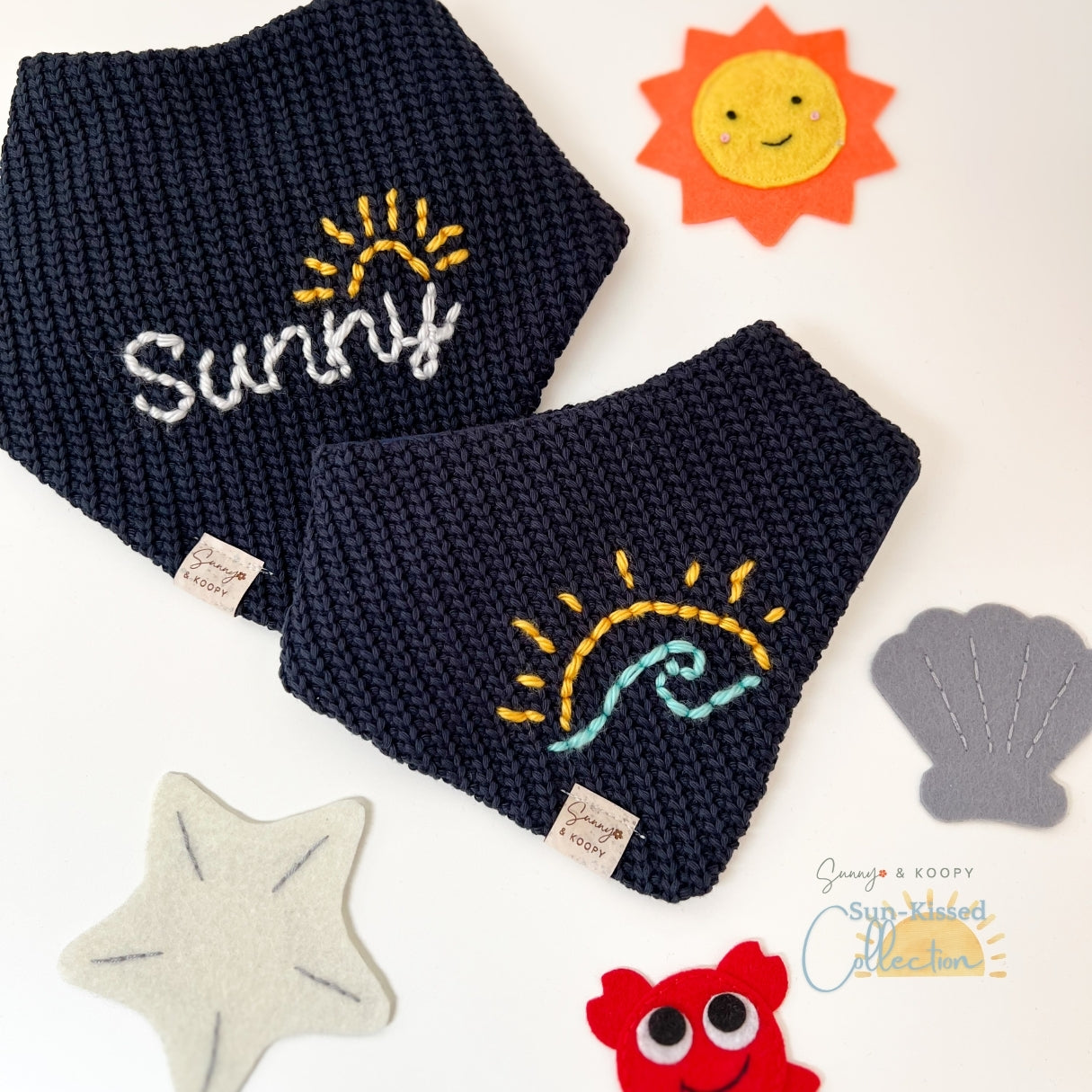 Custom Name Sunshine Hand Embroidered Dog Bandana
