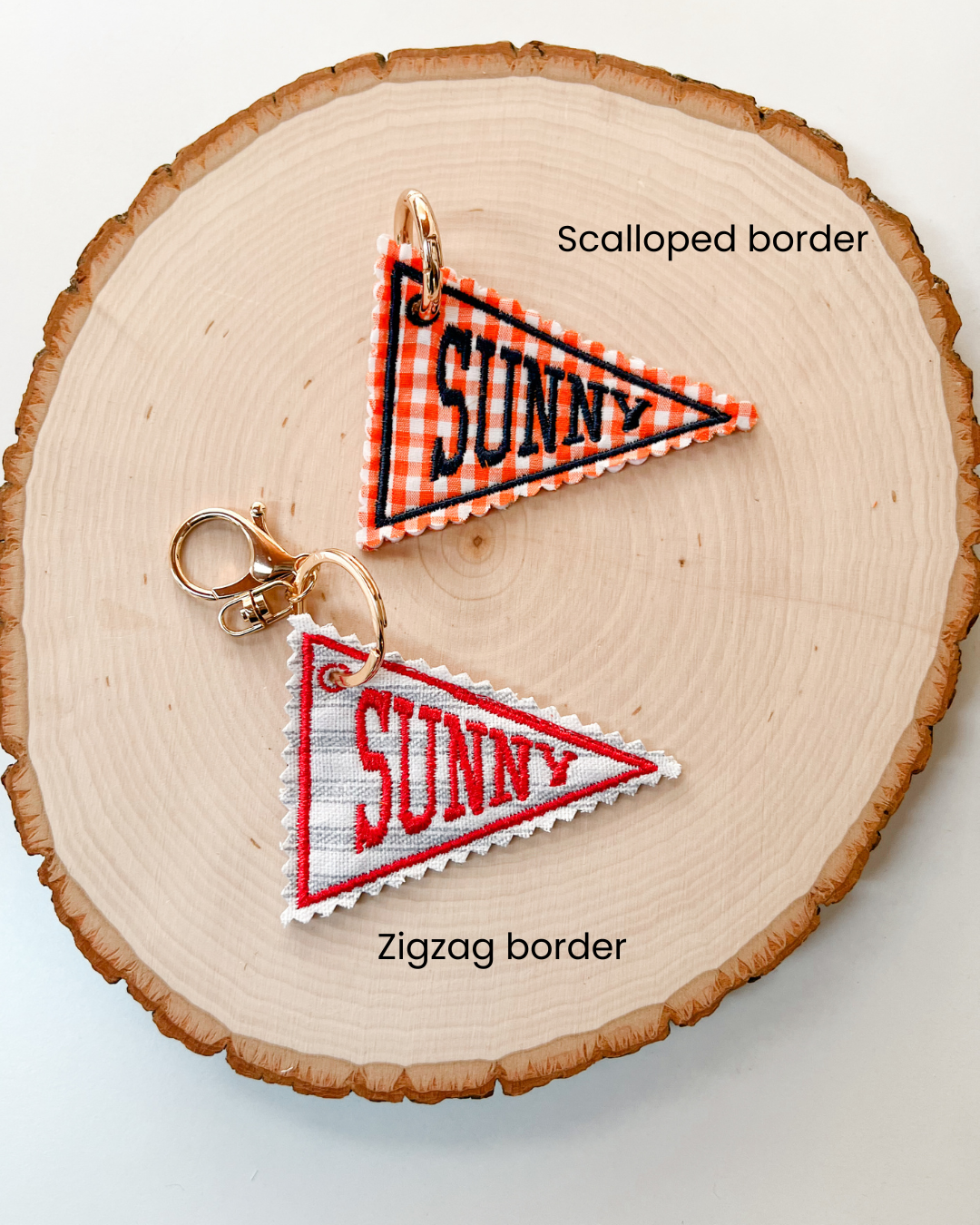Custom Name Pennant Flag Embroidered Bag Charm