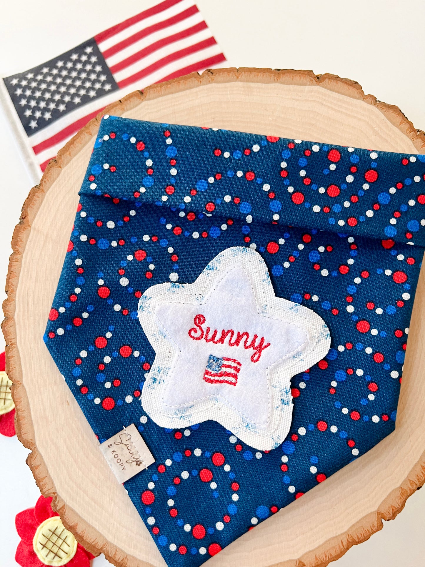 Patriotic Star Personalized Dog Bandana