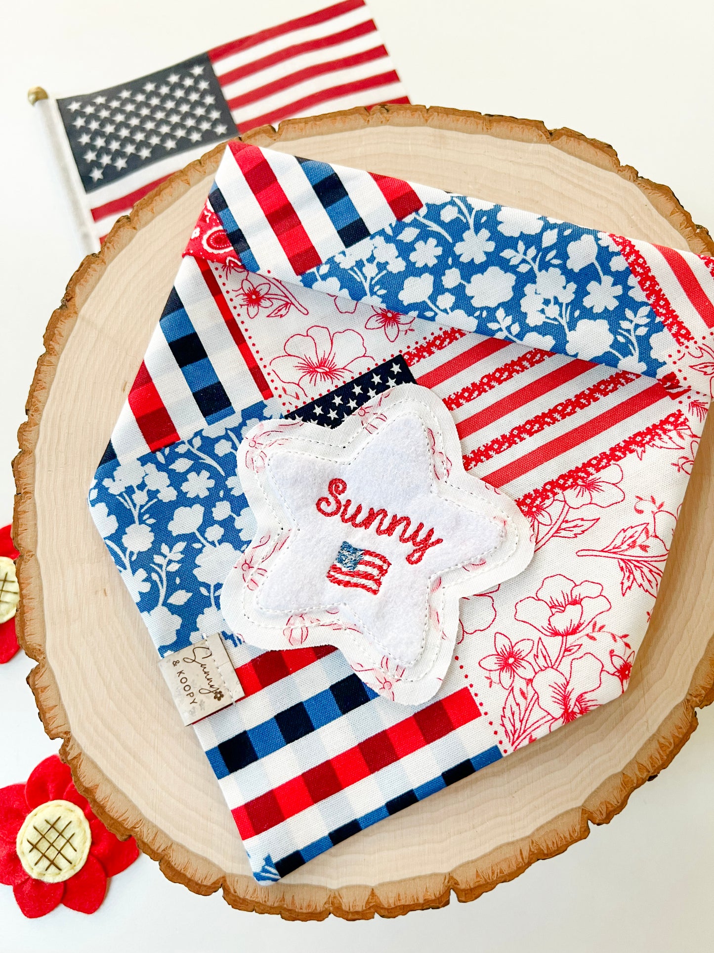 Patriotic Star Personalized Dog Bandana