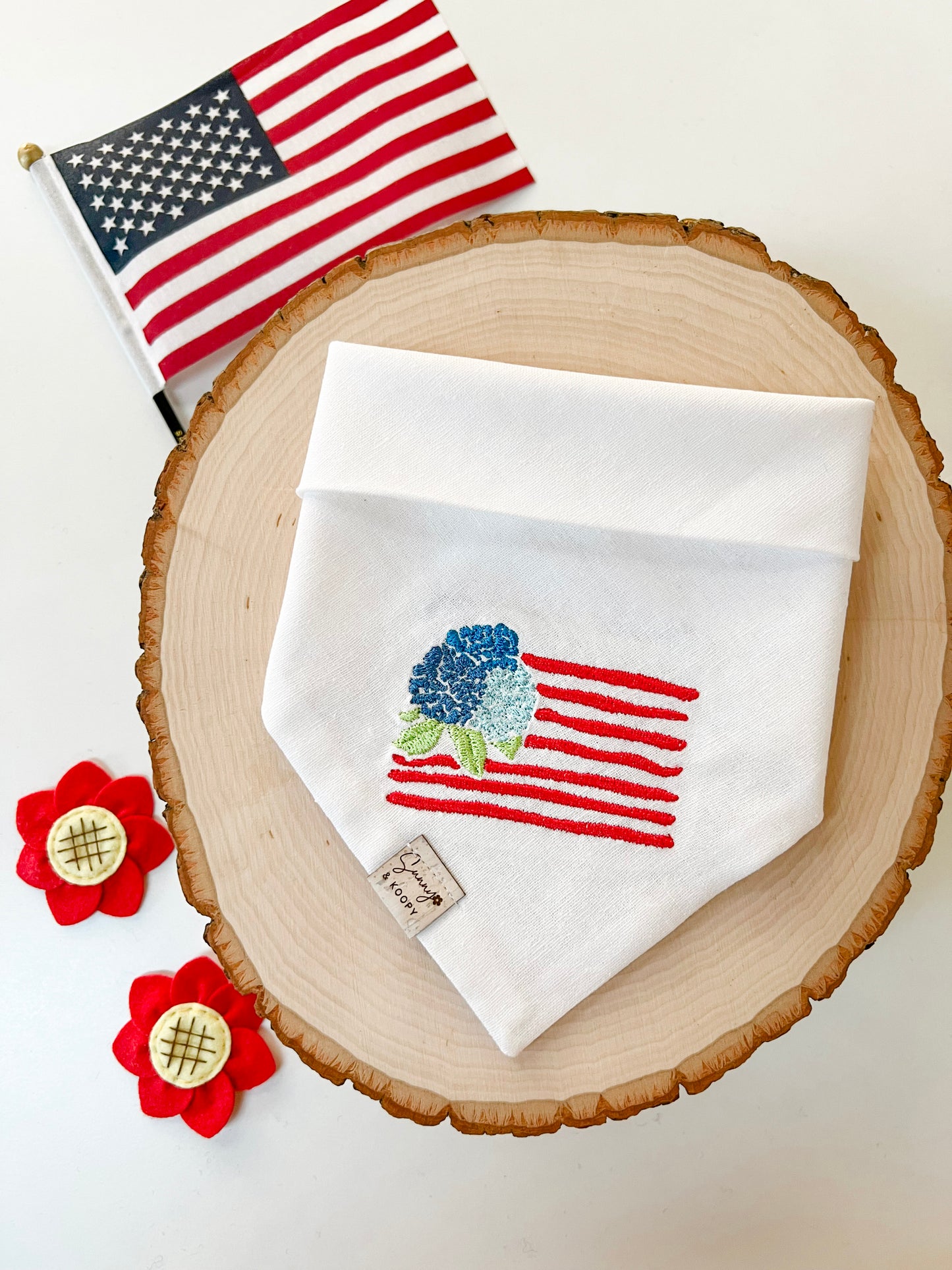 Coastal Bloom Embroidered Dog Bandana