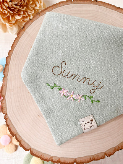 Custom Name Daisy Half Wreath Dog Bandana
