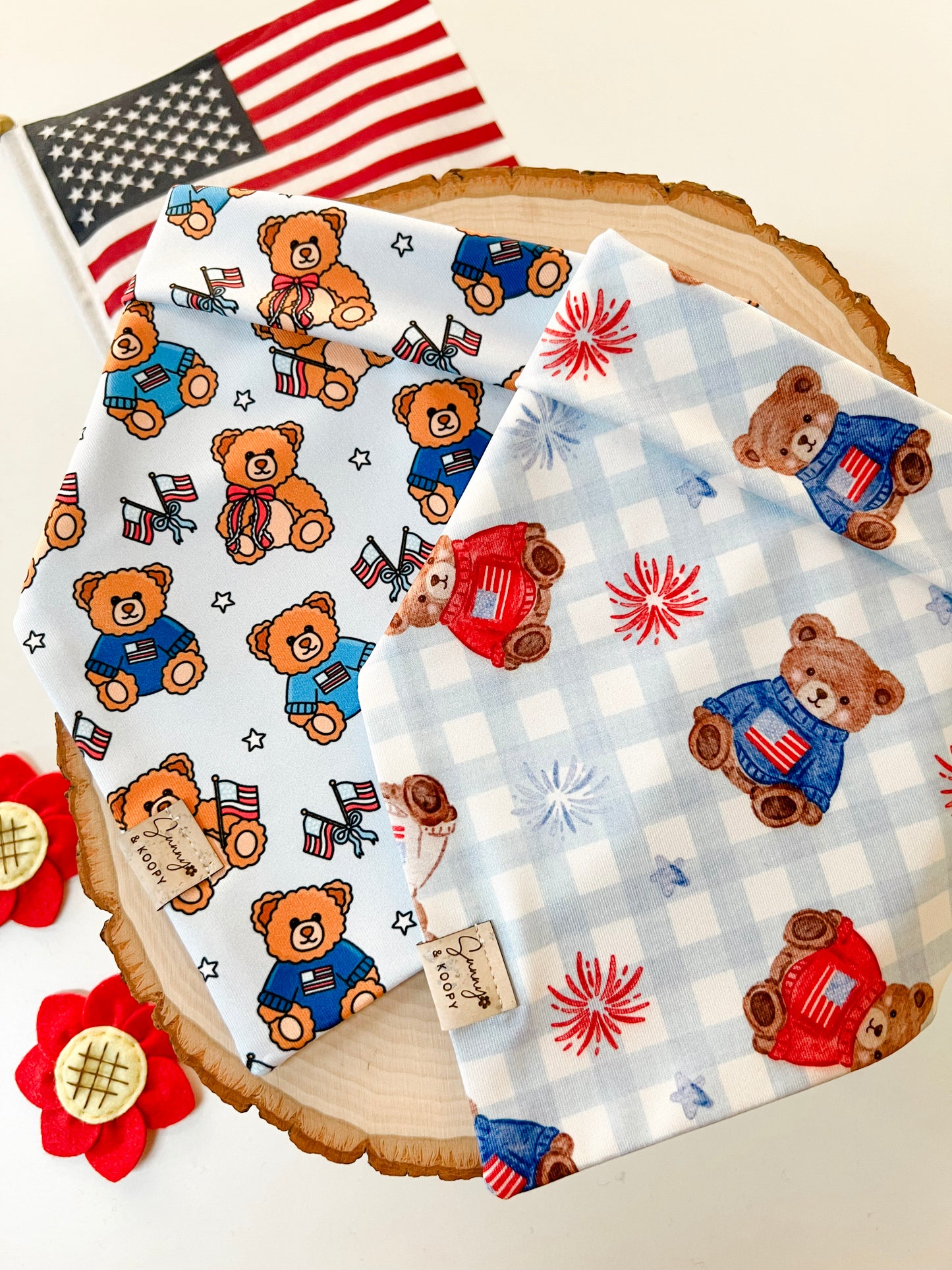 (Swim Fabric) Teddy's Firework Picnic Dog Bandana