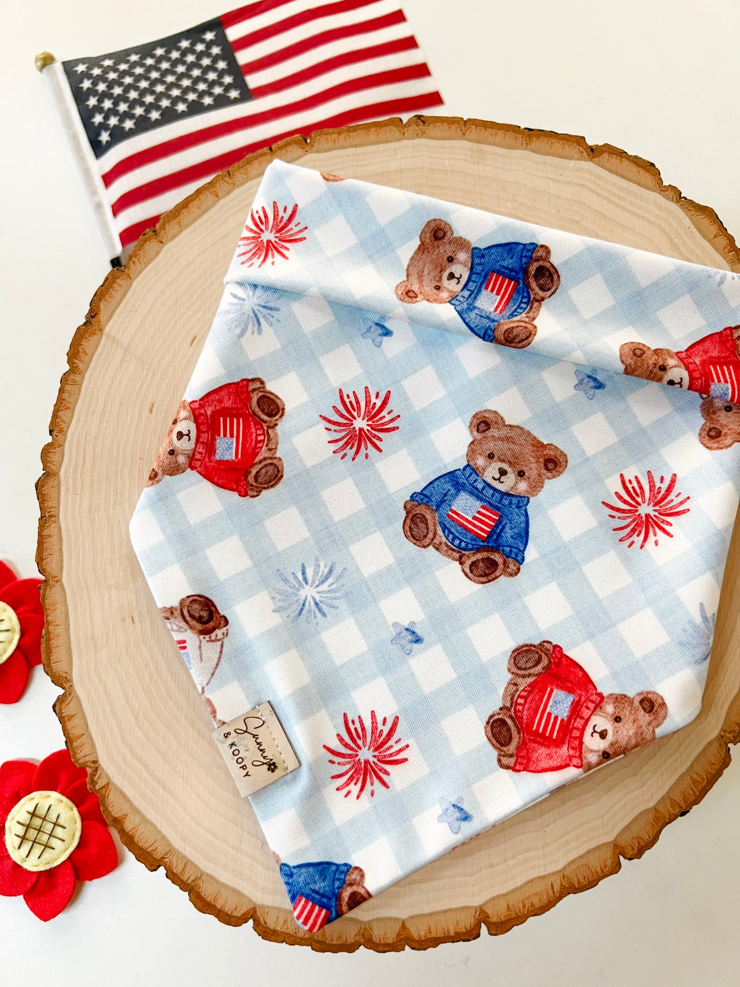 (Swim Fabric) Teddy's Firework Picnic Dog Bandana