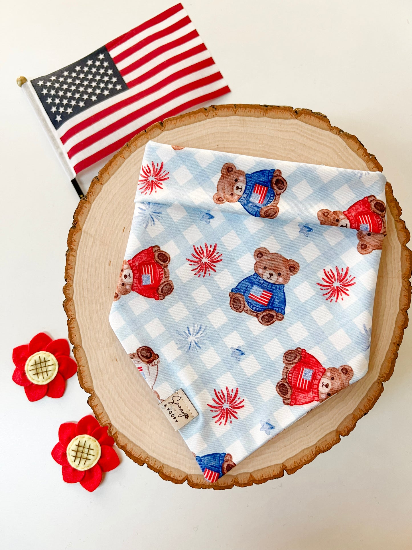 (Swim Fabric) Teddy's Firework Picnic Dog Bandana