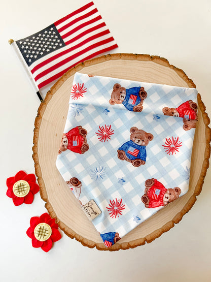 (Swim Fabric) Teddy's Firework Picnic Dog Bandana