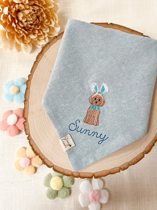Doodle Bunny Embroidered Dog Bandana