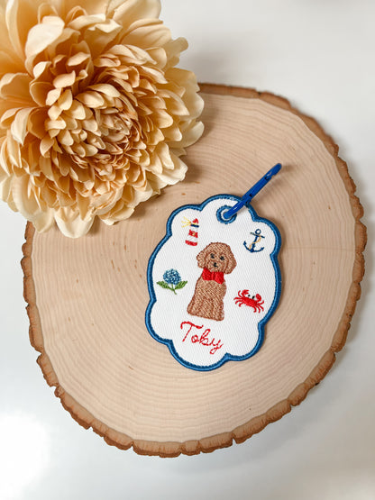 Doodle Embroidered Bag Tag/Charm
