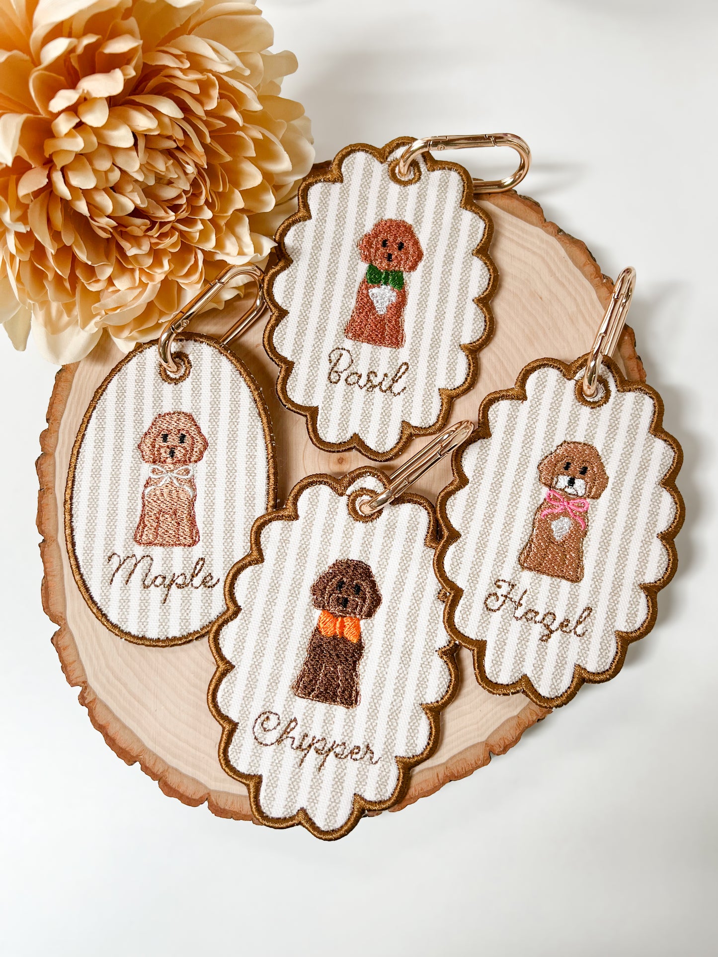 Doodle Embroidered Bag Tag/Charm
