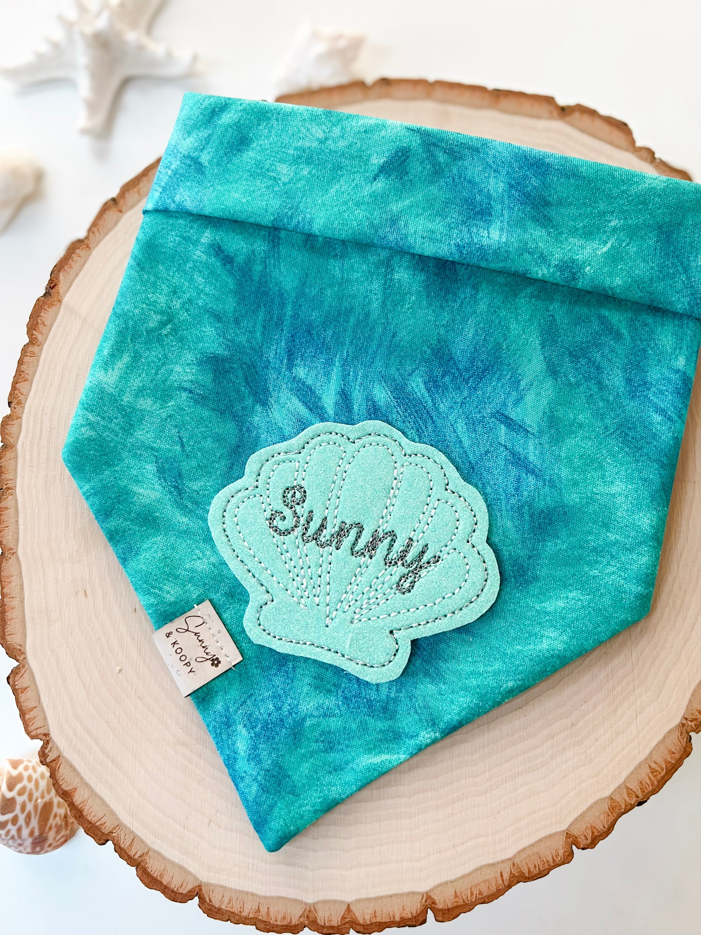 Shell Yeah Custom Name Applique Embroidered Dog Bandana