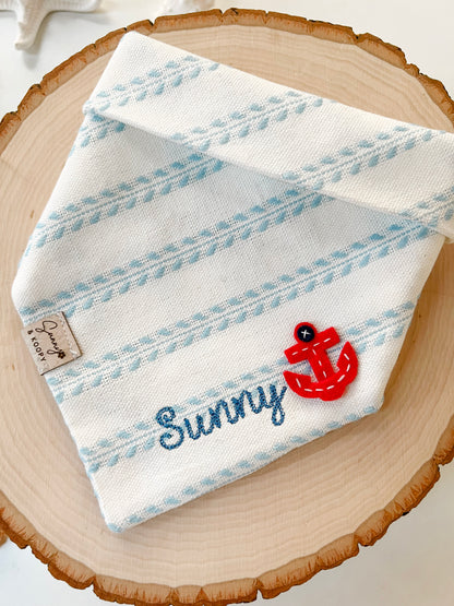 Custom Name Anchored in Sunshine Handmade Applique Dog Bandana