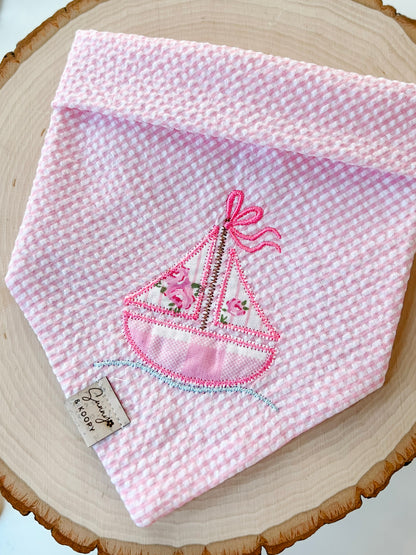 Sailboat Girl Applique Dog Bandana