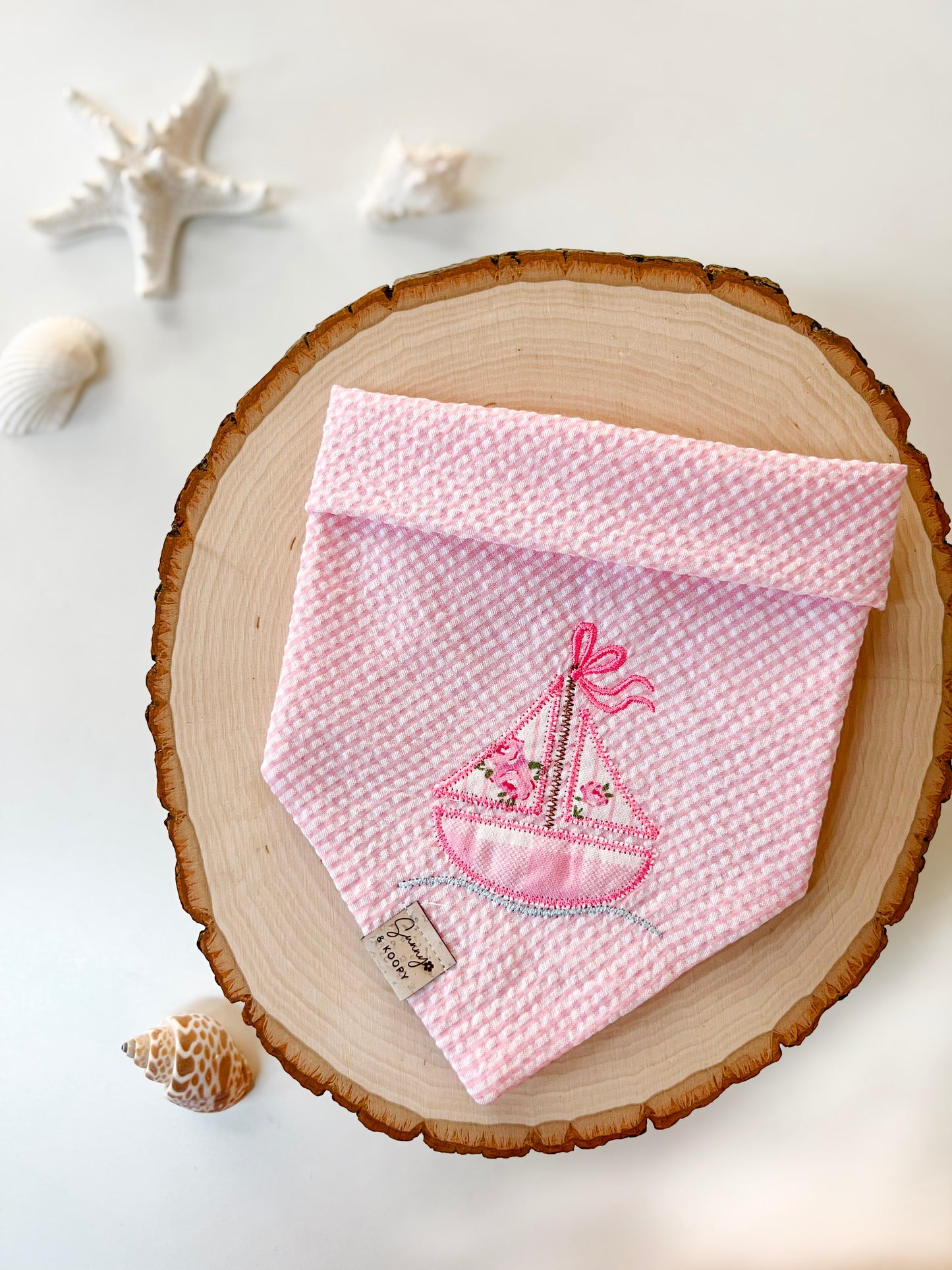 Sailboat Girl Applique Dog Bandana