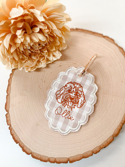 Minimalist Dog Breed Embroidered Bag Tag/Charm