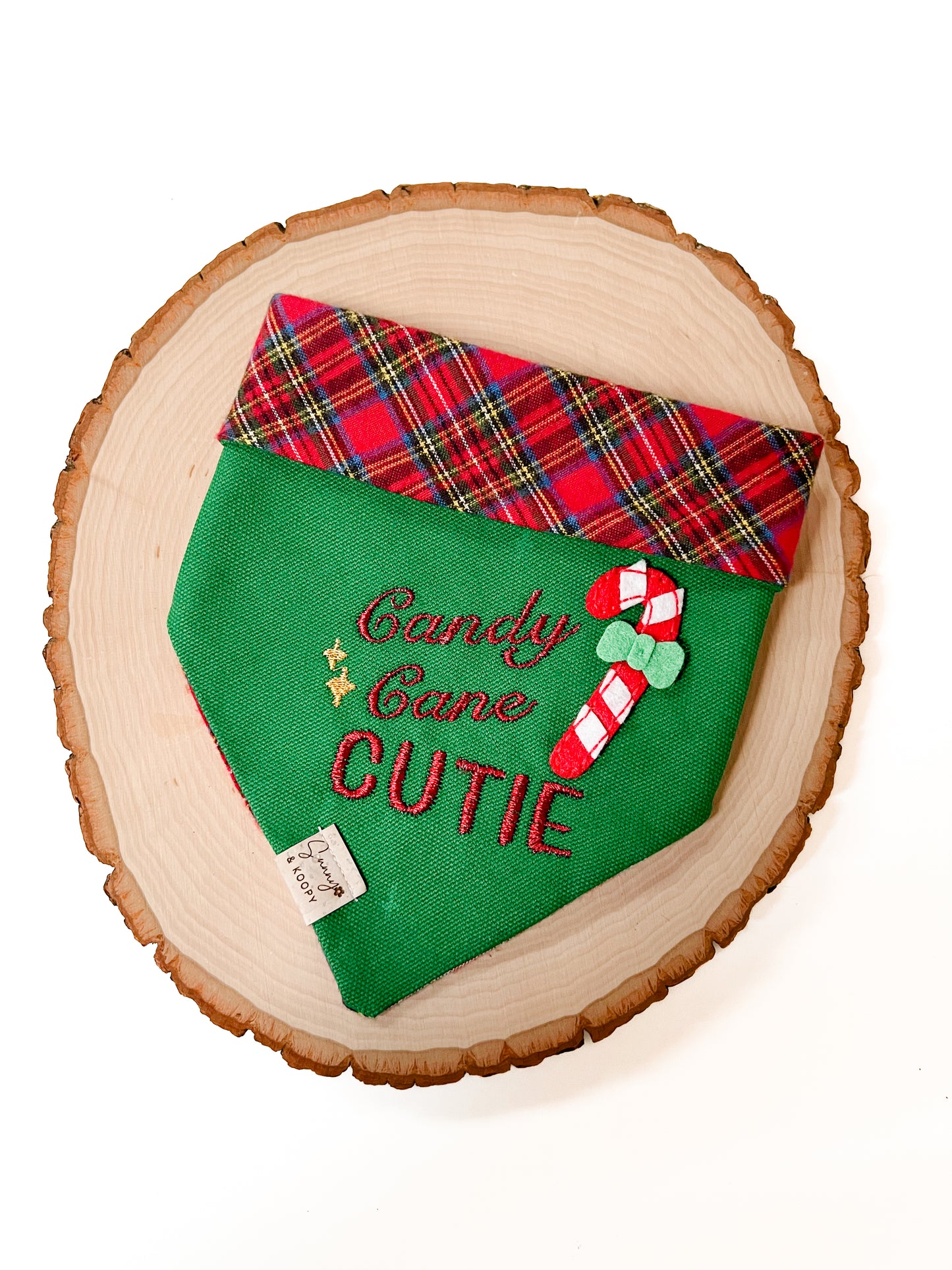 Candy Cane Cutie Embroidered Dog Bandana