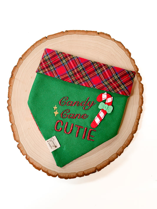 Candy Cane Cutie Embroidered Dog Bandana