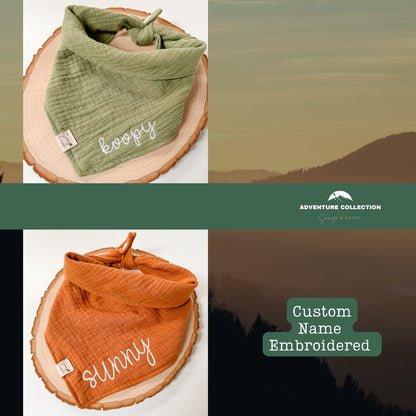 Custom Name Embroidered Gauze Dog Bandana