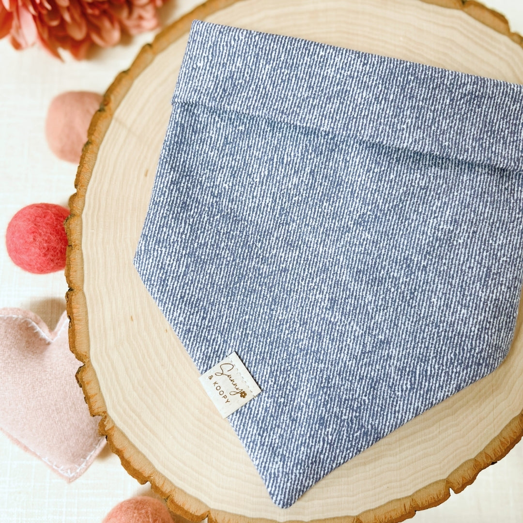 Blue Denim Flannel Dog Bandana