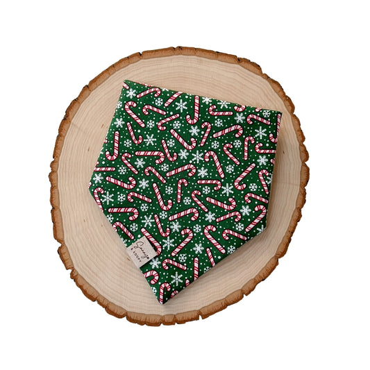 Candy Canes on Green Dog Bandana