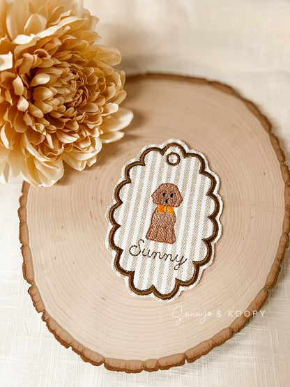 Doodle Embroidered Bag Tag/Charm