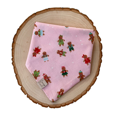 Gingerbread Kids on Pink Dog Bandana