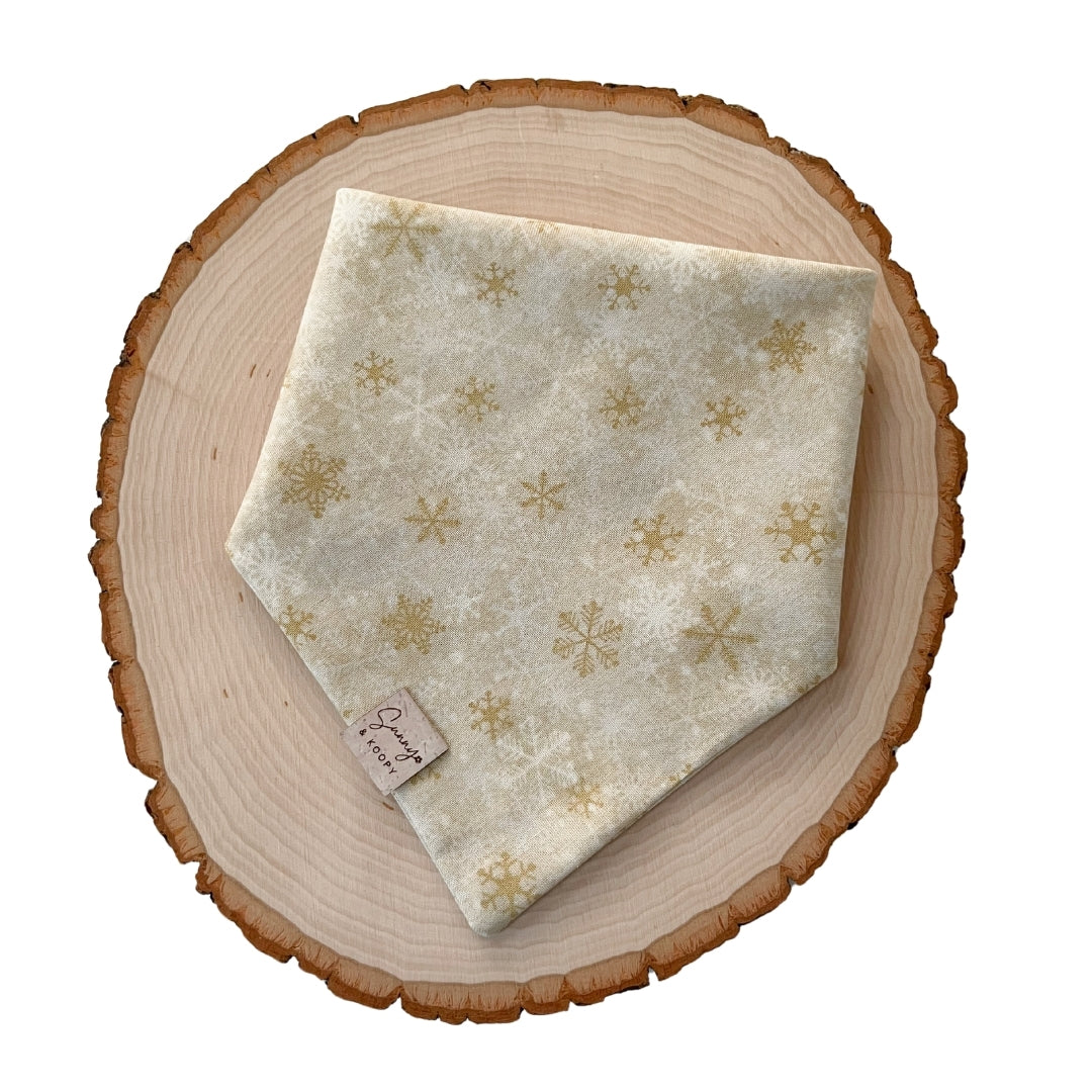 Gold Snowflakes Dog Bandana