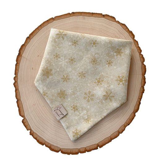 Gold Snowflakes Dog Bandana