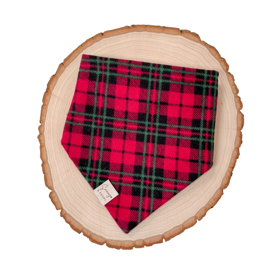 Red and Green Buffalo Flannel Dog Bandana
