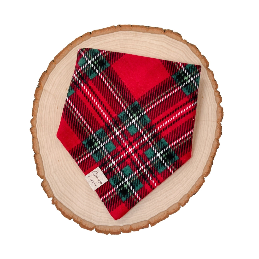 Red and Green Plaid Flannel Dog Bandana