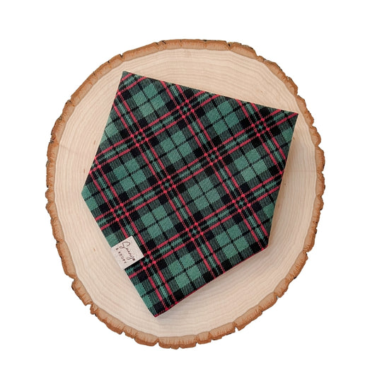 Red and Green Tartan Dog Bandana