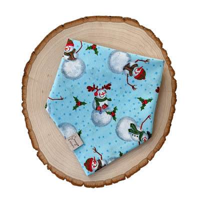 Snowmen on light blue Dog Bandana