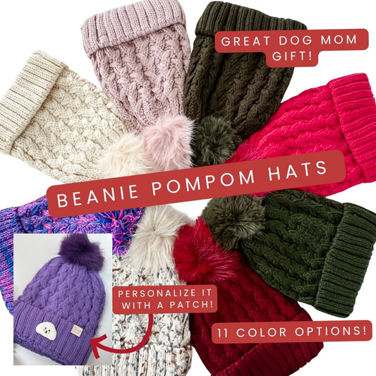 Beanie Pompom Hat for Dog Mom