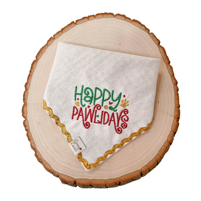Happy Pawlidays Embroidered Dog Bandana