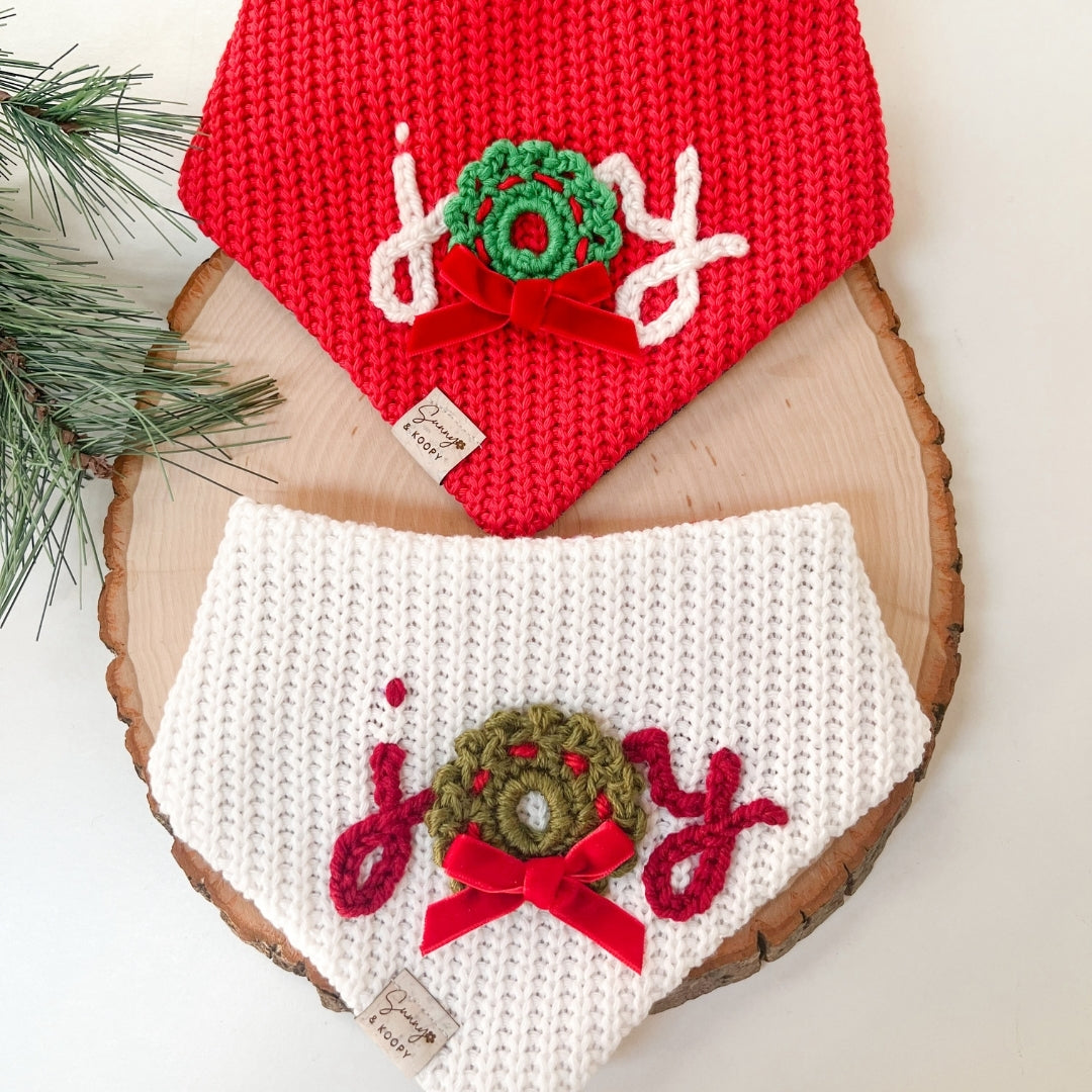 Joy Hand Embroidered Dog Bandana