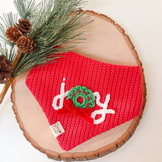 Joy Hand Embroidered Dog Bandana