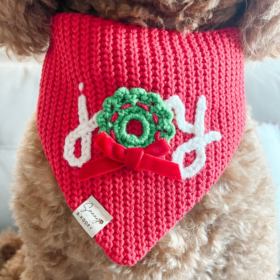 Joy Hand Embroidered Dog Bandana