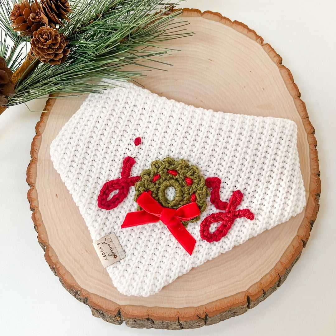 Joy Hand Embroidered Dog Bandana