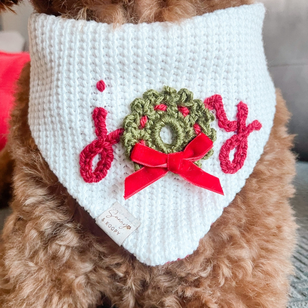 Joy Hand Embroidered Dog Bandana