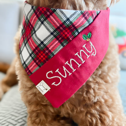 Custom Name Merry & Metallic Dog Bandana (Sunny Cut)