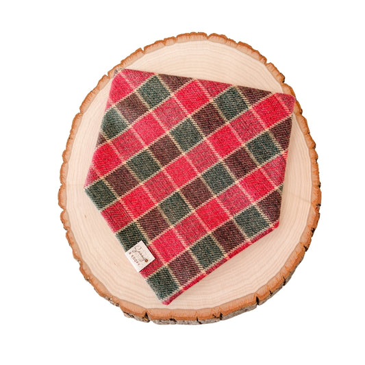 Red Green Checks Flannel Dog Bandana