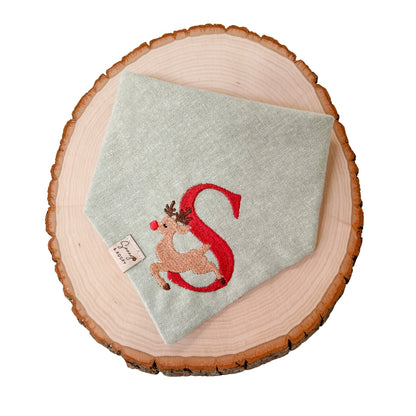 Christmas Monogram Embroidered Dog Bandana