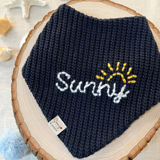 Custom Name Sunshine Hand Embroidered Dog Bandana