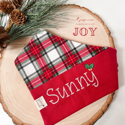 Custom Name Merry & Metallic Dog Bandana (Sunny Cut)