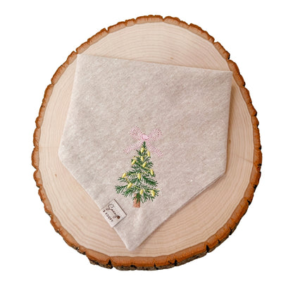 Xmas Tree with Bow Embroidered Dog Bandana