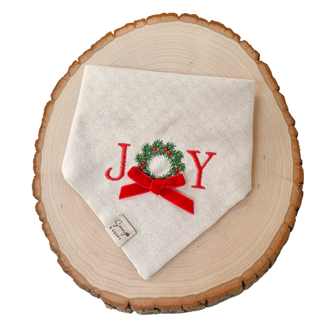 Joy Embroidered Dog Bandana
