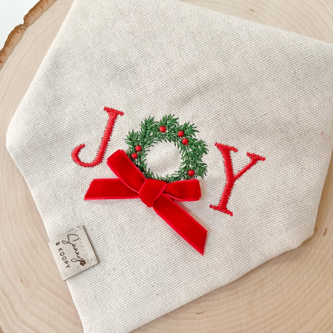 Joy Embroidered Dog Bandana