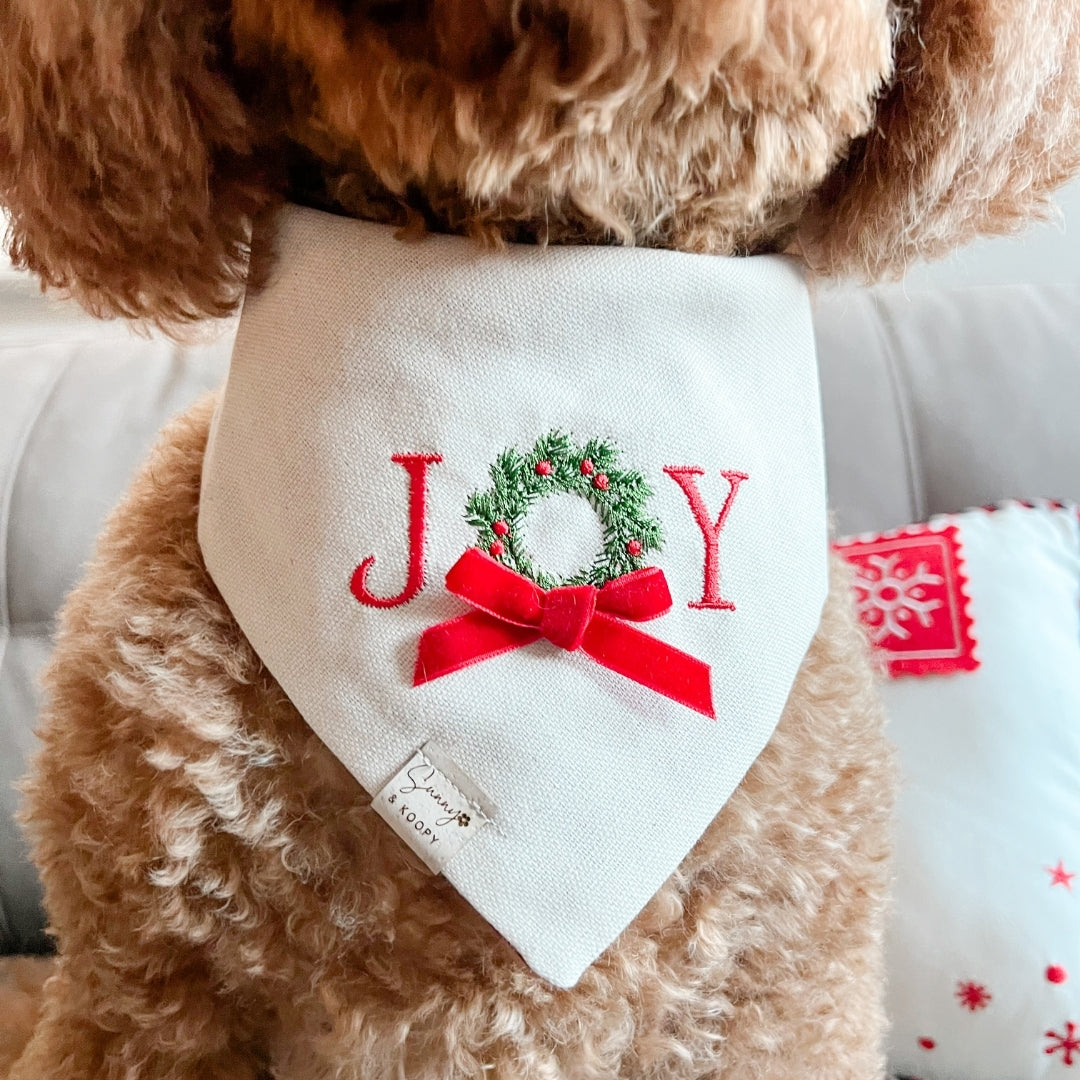 Joy Embroidered Dog Bandana