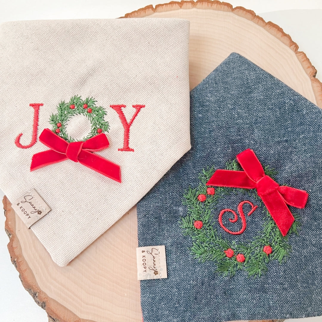 Joy Embroidered Dog Bandana